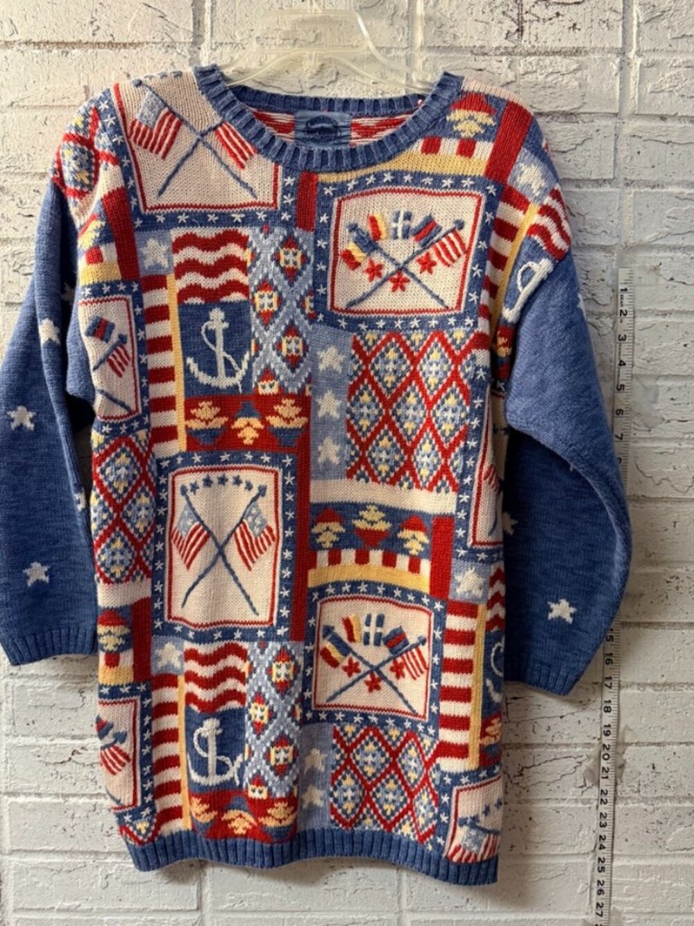 Cambridge Dry Goods Womens M Patriotic American Flag Nautical Sweater USA
